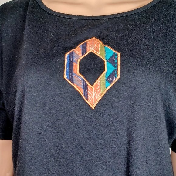 Rafael Womens Black Southwestern Jacket & T-Shirt Large Conchos Liner Zip Up Vtg - Picture 10 of 16